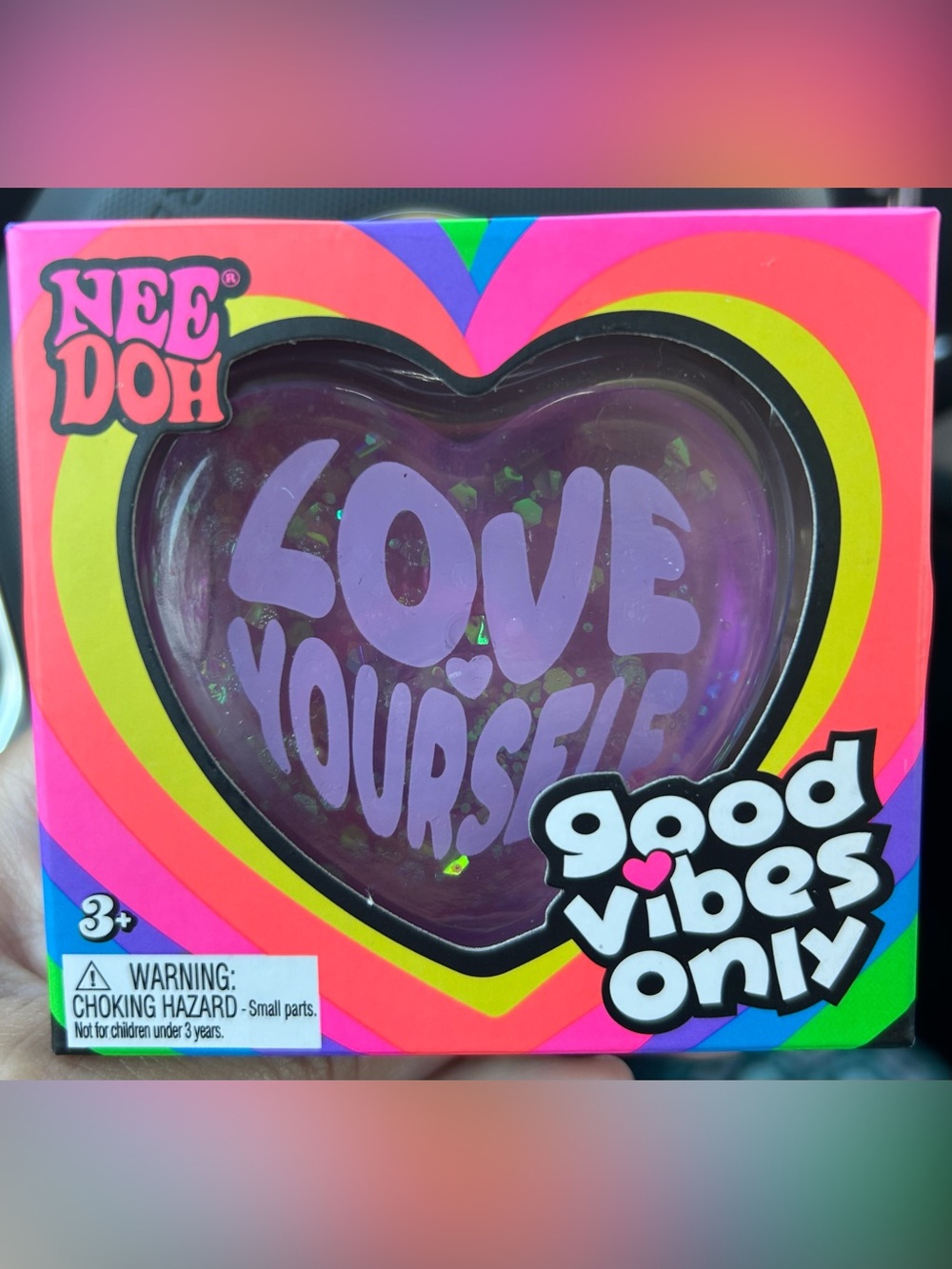 NeeDoh Love Yourself  heart - Purple Glitter NWT